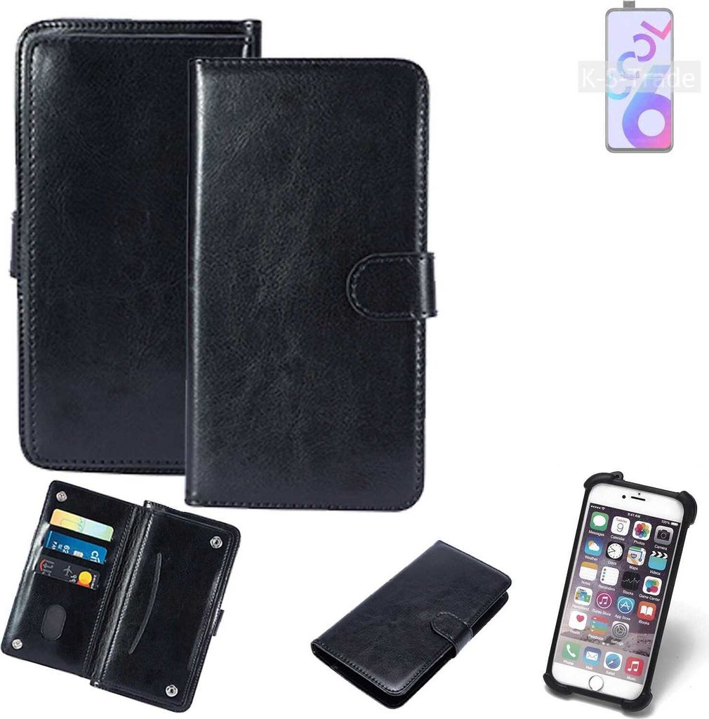 K-S-Trade 360° Hülle kompatibel mit Coolpad Cool 6 schwarz Kunstleder Case BookCase WalletCase Kunstlederederhülle Handyhülle, Rundumschutz Bumper