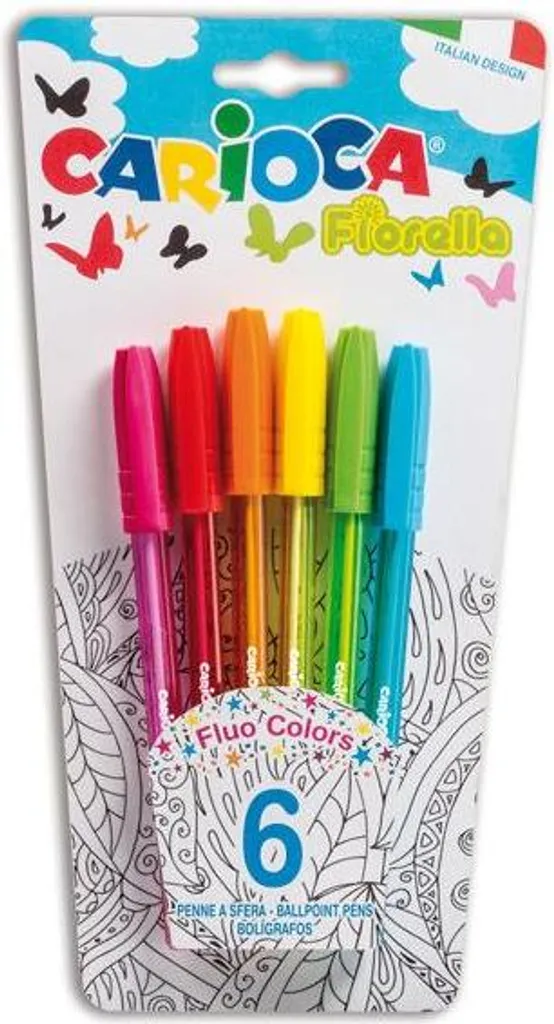 Carioca Fiorella 6 Colori Fluo | Penne a Sfera per Creatività e Studio