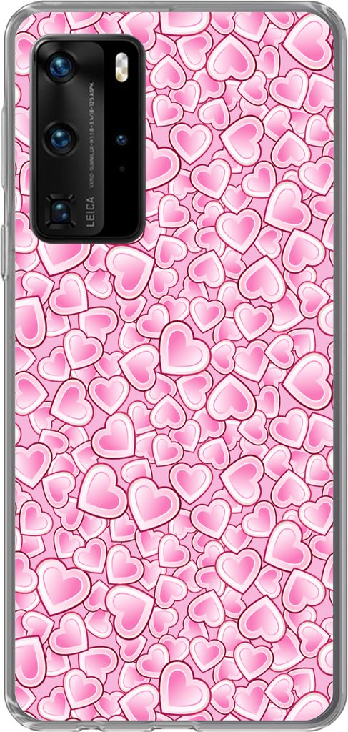 MuchoWow Handyhülle Schutzhülle Hülle für Telefoonhoesje Huawei P40 Pro Mädchen - Herzen - Rosa - Muster - Mädchen - Kind - Kinder Silikon ...