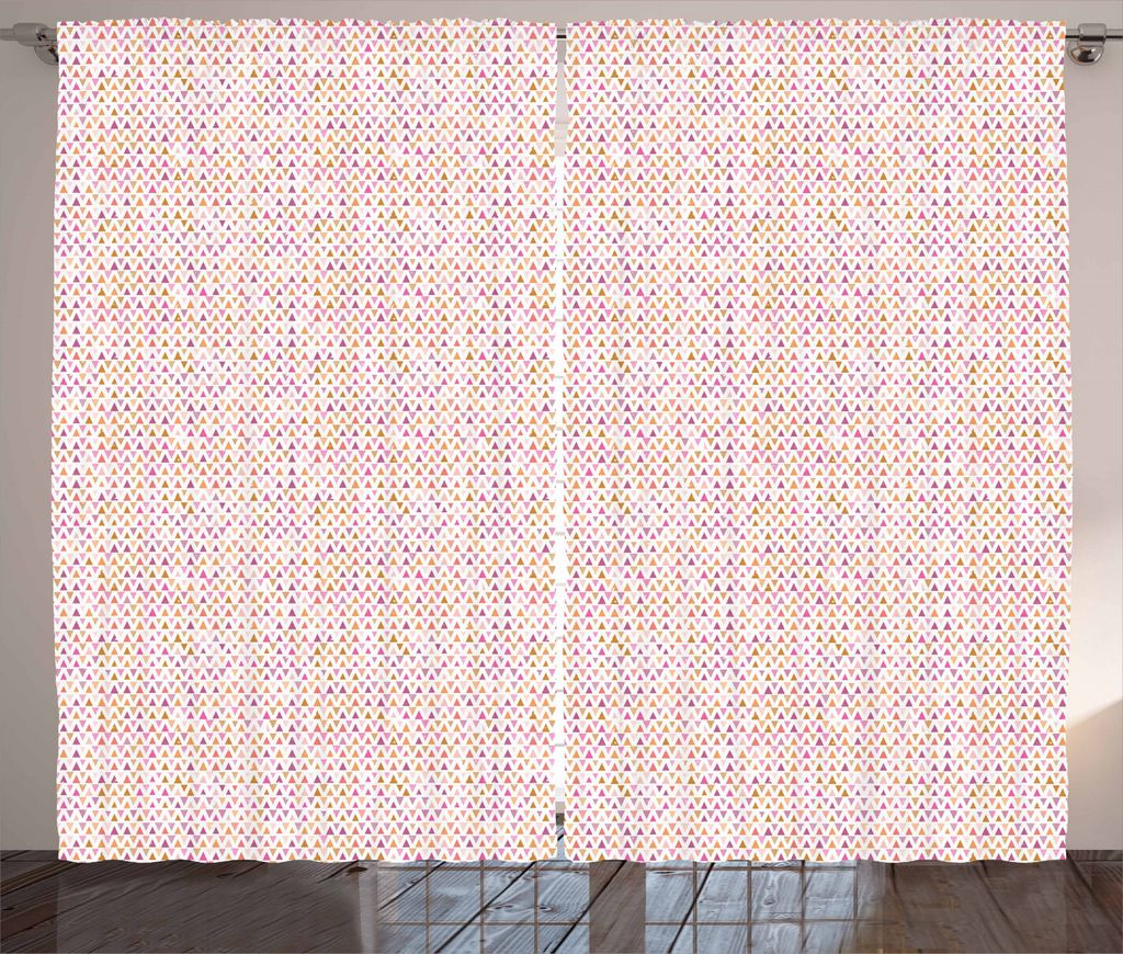 ABAKUHAUS Geometrisch Rustikaler Vorhang, Grunge Dreieck Retro, Wohnzimmer Universalband Gardinen mit Schlaufen und Haken, 280 x 245 cm, Mehrfarbig