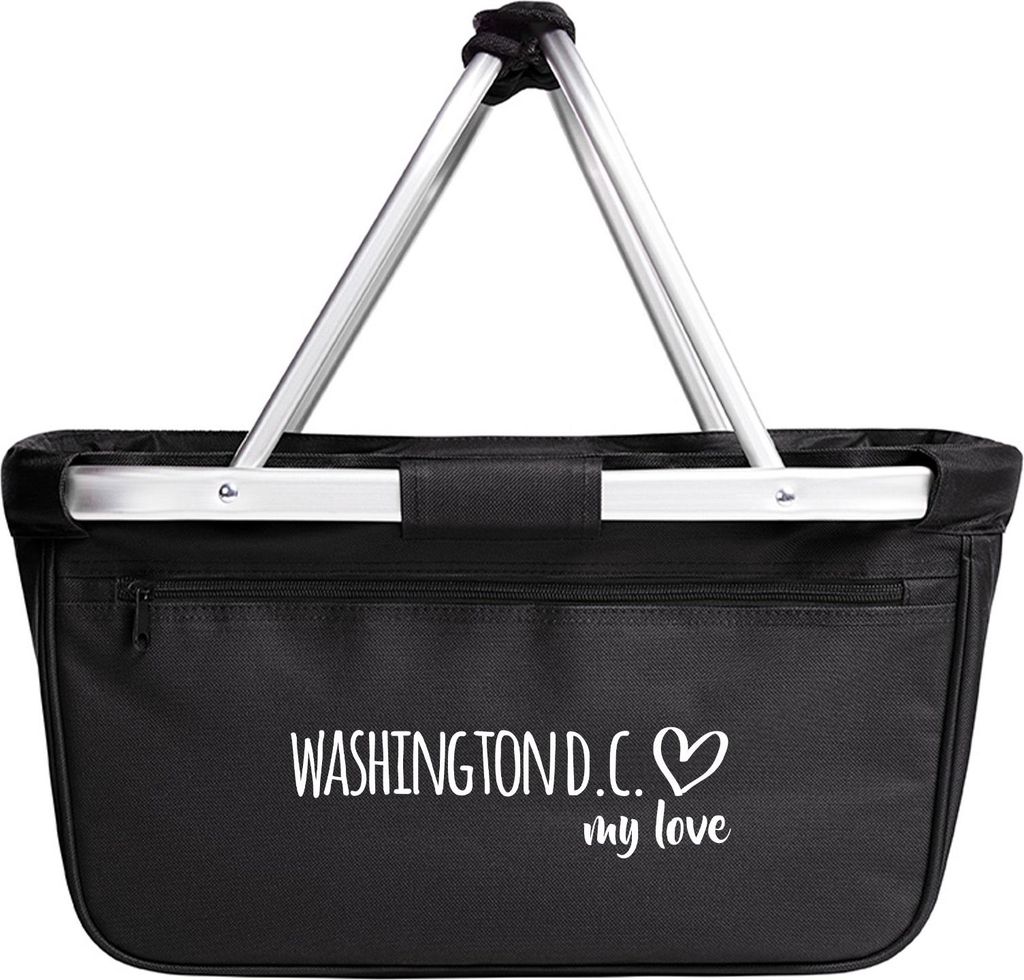 Huuraa Einkaufskorb Washington D.C. my love 20 Liter Black faltbarer Tragekorb Geschenkidee
