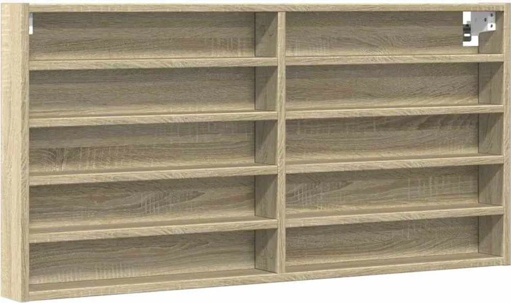 Armoire Vitrine en Bois Composite Chêne Sonoma avec Portes en Verre