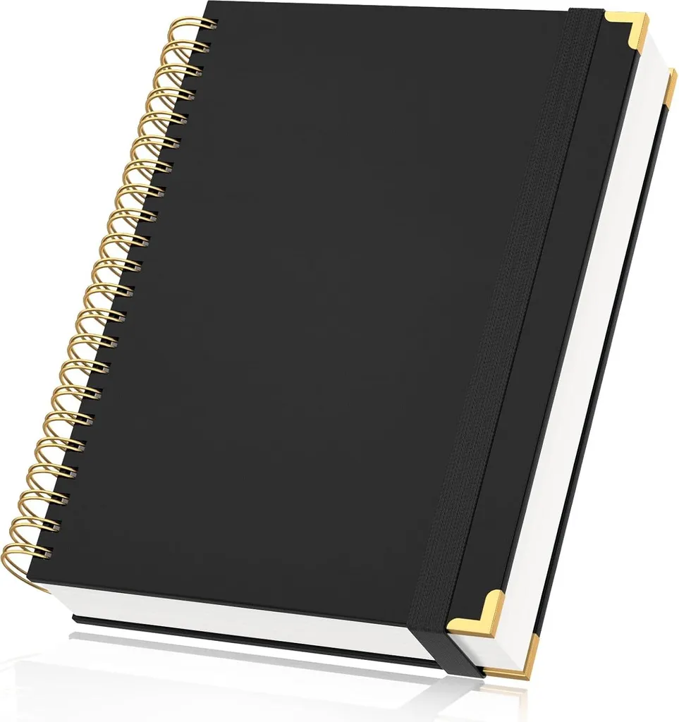 Carnet A4 spiralé noir 150 feuilles haute capacité pour rédacteurs