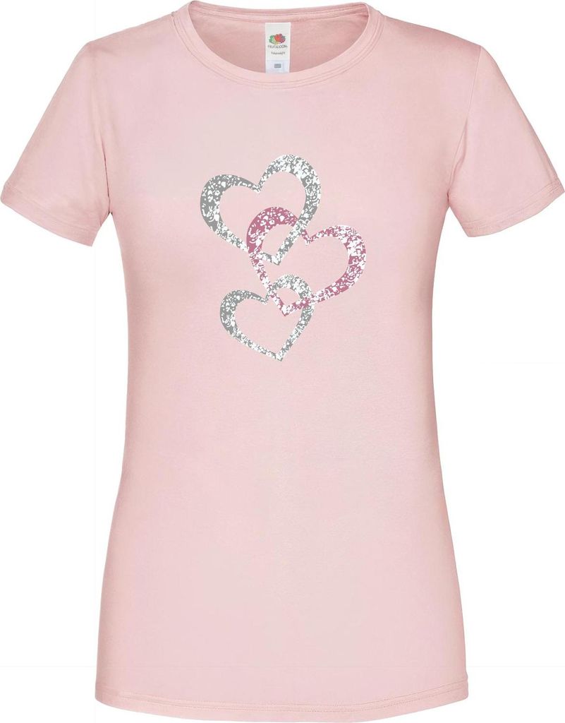 PAULGOS Damen T-Shirt "Herzen Silber & Rosa"