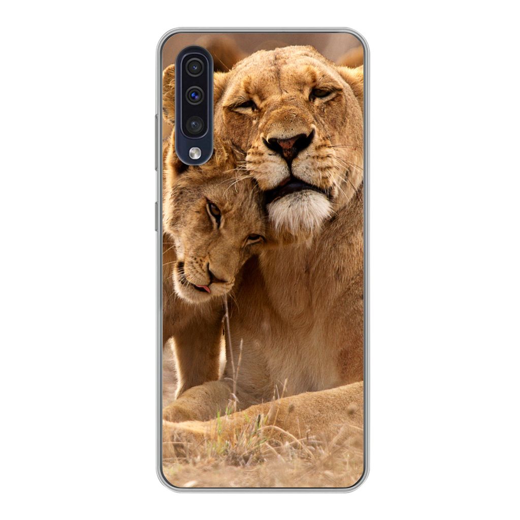 MuchoWow Handyhülle Schutzhülle Hülle für Samsung Galaxy A30s Löwe - Wilde Tiere - Jungtier Silikon Softcase Handy Hülle - Karteninhaber
