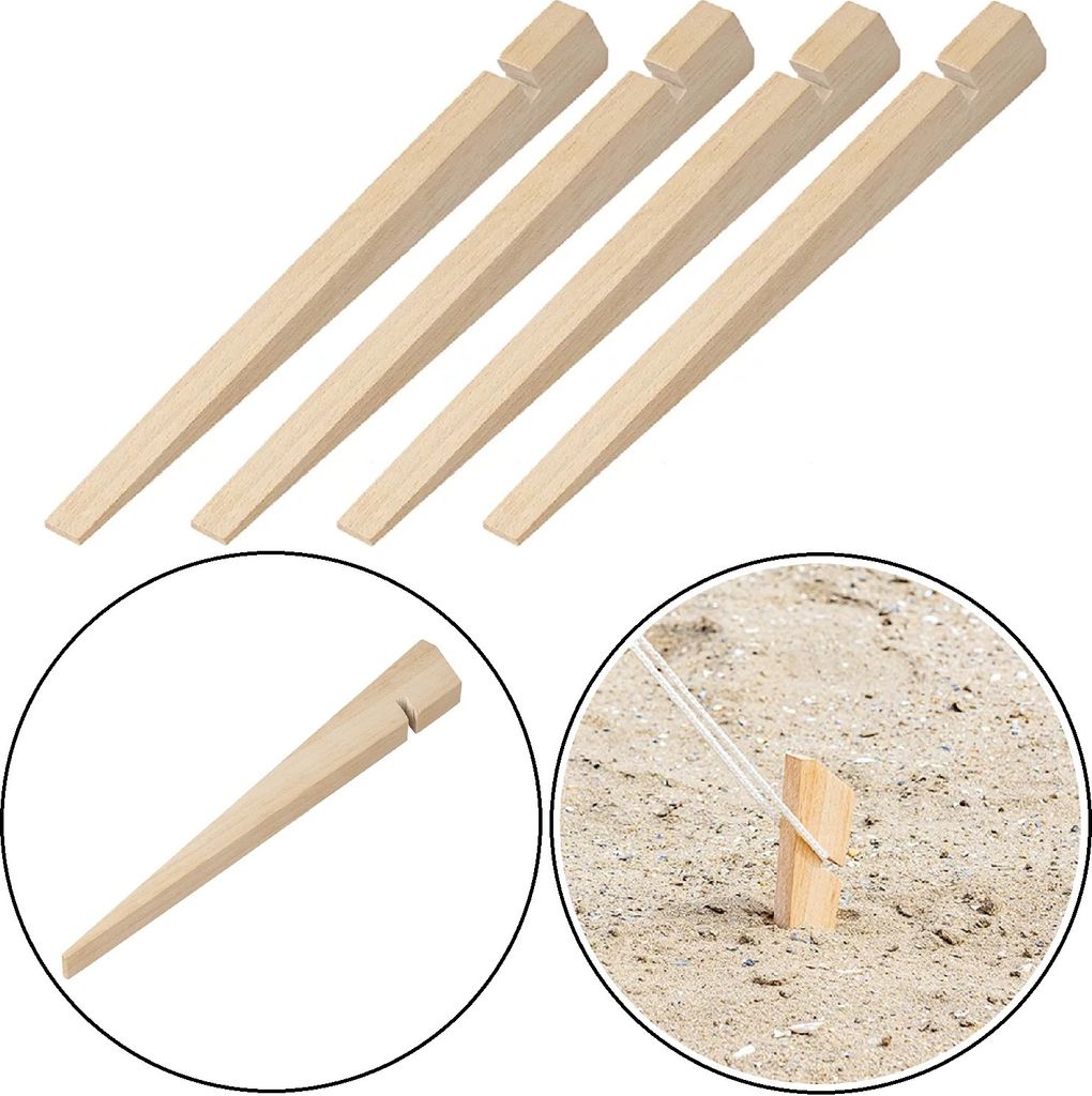 4 x Holzheringe 30cm – Sandheringe & Zeltheringe zum sicheren Abspannen von (Vor-)Zelten – Campingzubehör & Zeltzubehör