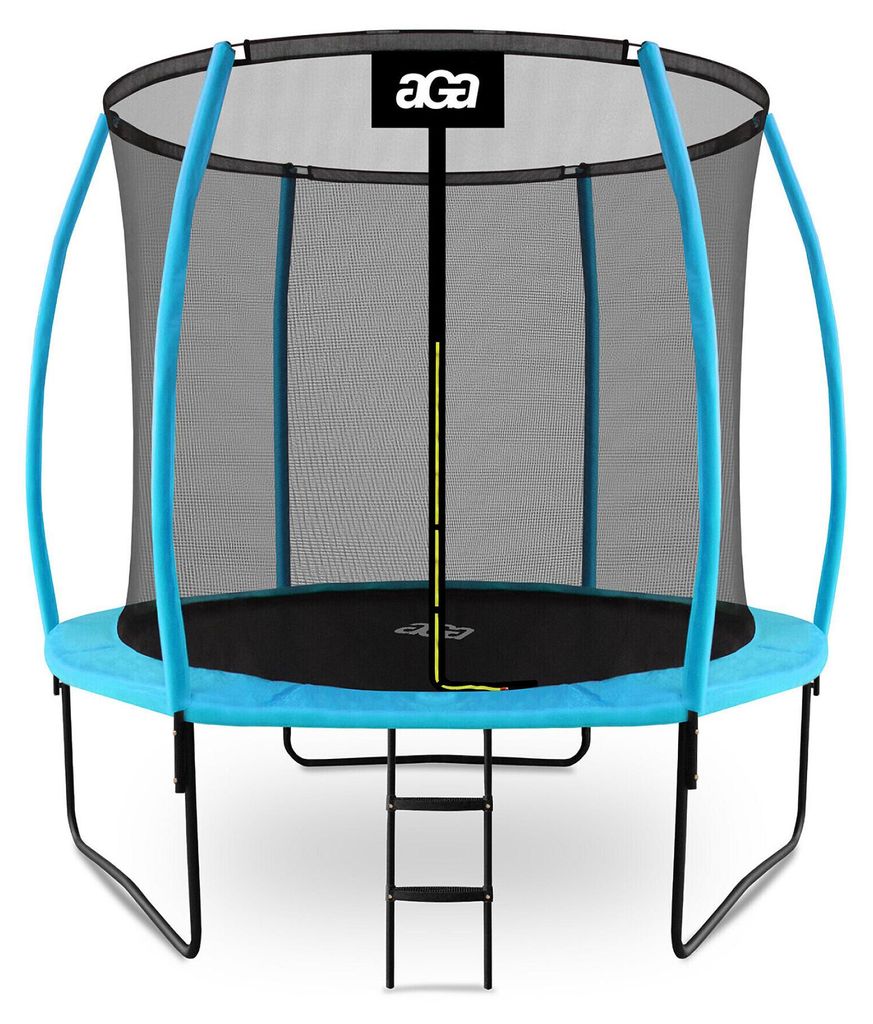 Aga SPORT EXCLUSIVE Trampolin, 244 cm 8 ft Hellblau, Kindertrampolin, Gartentrampolin mit Sicherheitsnetz + Sicherheitsnetz + Leiter