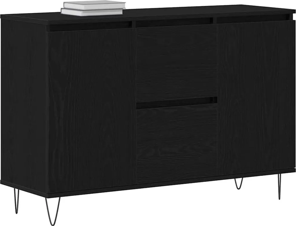 SYFAX™ Credenza Rovere Nero 101,5 x 35 x 70 cm Legno multistrato