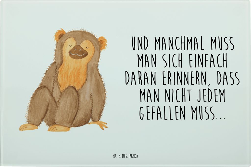 Mr. & Mrs. Panda Schneidebrett Glas Affe - Weiß - Geschenk, Aus, Respekt, Afrika, Liebe, schneidbrett, Glasbrett, Motivation, Selfcare, Schneidepl...