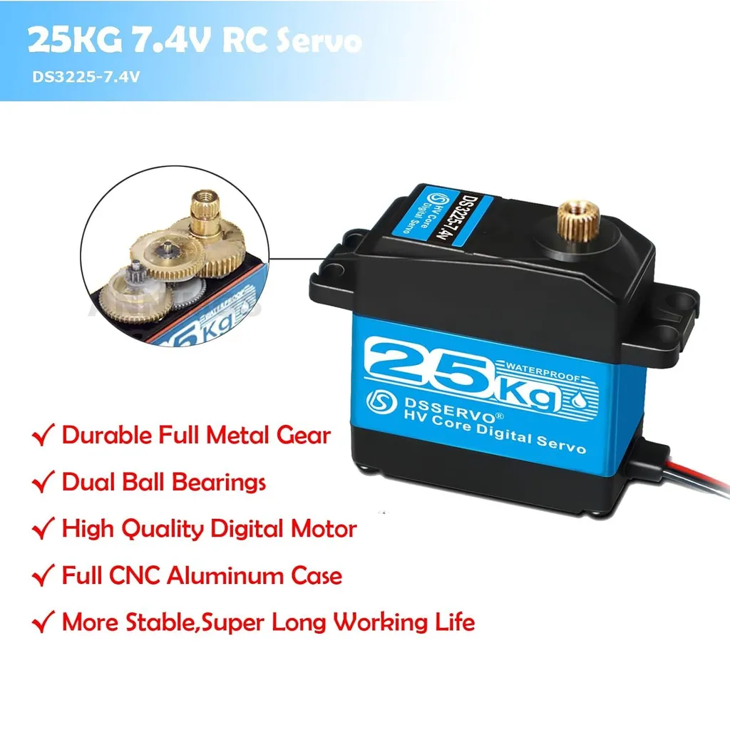 Servo de direction RC pour projet DIY et voiture tout-terrain 25KG