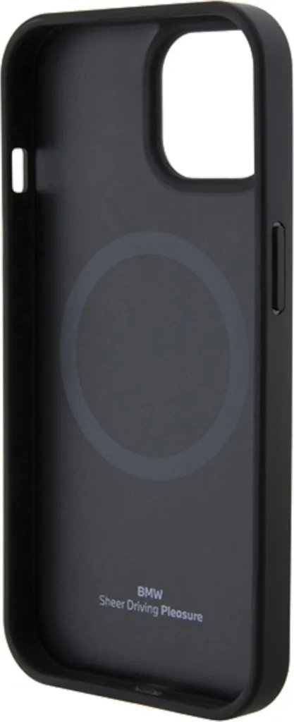 Custodia BMW iPhone 15 Plus MagSafe in Pelle Nera Timbro a Caldo - 7