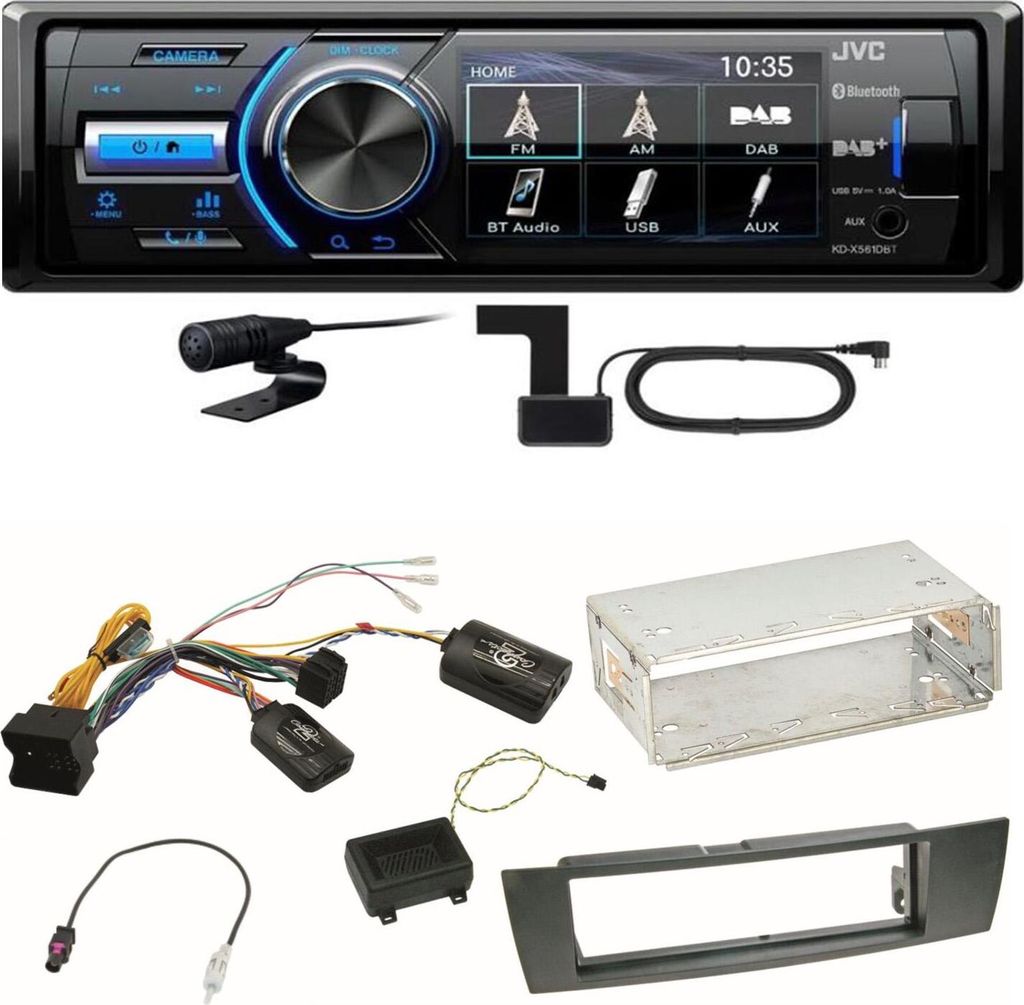 JVC KD-X561DBT Digitalradio Bluetooth USB Einbauset für BMW E87 E81 E82 X1 E84