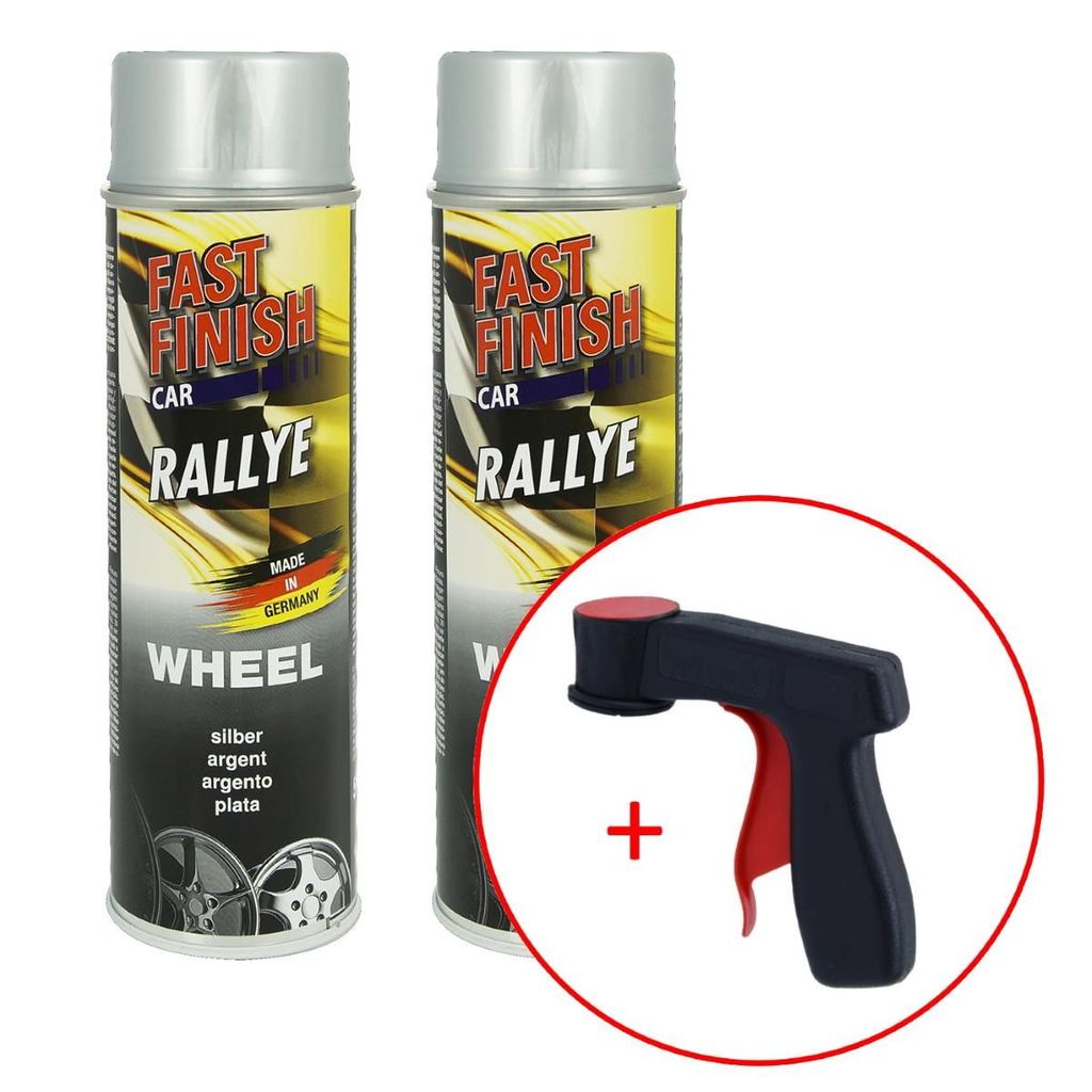FastFinish Fast Finish Rallye Felgenlack silber 2x 500 ml. + 1 Spraydosen Handgriff