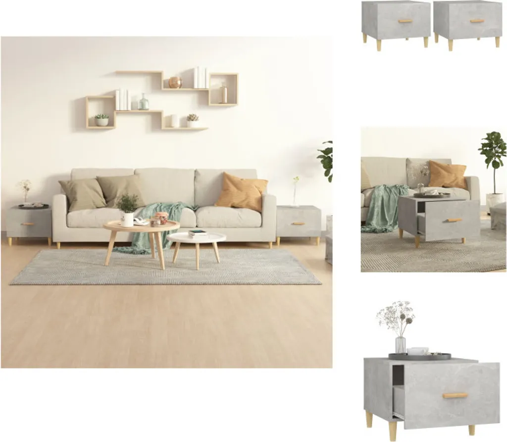 vidaXL Tavolini 2 pz. Grigio cemento 50x50x40 cm materiale a base di legno - Tavolini da caffè