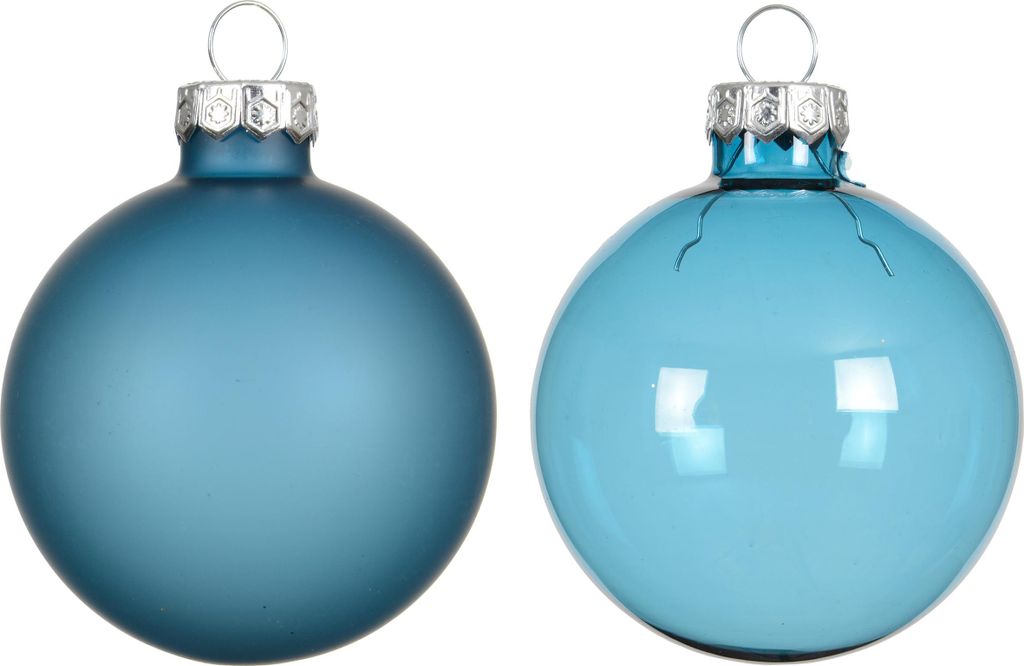 Weihnachtskugeln Glas 6cm x 6 Stück - Folkloreblau transparent