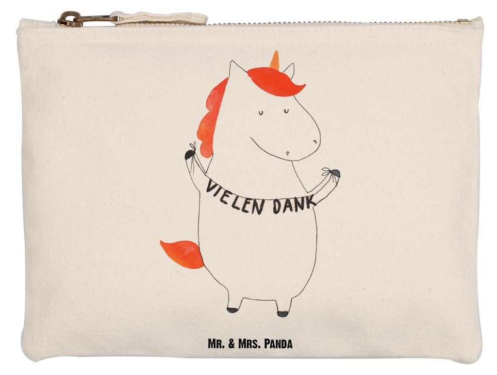 Mr. & Mrs. Panda Pouch Einhorn Dankeschön Grösse XL Große - Weiß - Geschenk, Einhörner, Kulturtasche, Federmappe, Unicorn, Etui, Vielen Dank, ...