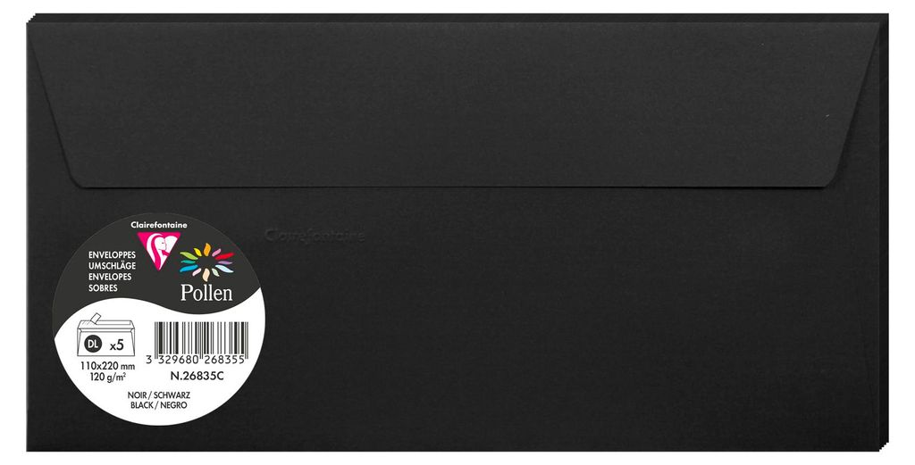 Clairefontaine 5 Umschläge 110x220 schwarz