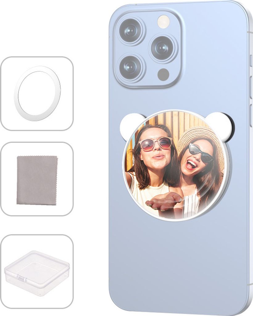 Universeller magnetischer Selfie-Spiegel fuer die Rueckkamera des Telefons. Universeller Telefon-Selfie-Spiegel als Ersatz fuer iPhone 15/14/13/12,...