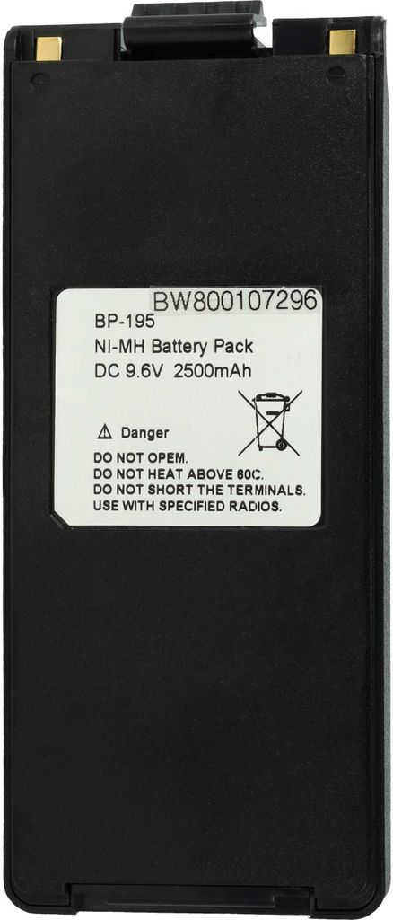 vhbw Akku Ersatz für Icom BP-195, BP-196H, BP-196, BP-196R für Funkgerät, Walkie Talkie (2500 mAh, 9,6 V, NiMH) + Gürtelclip