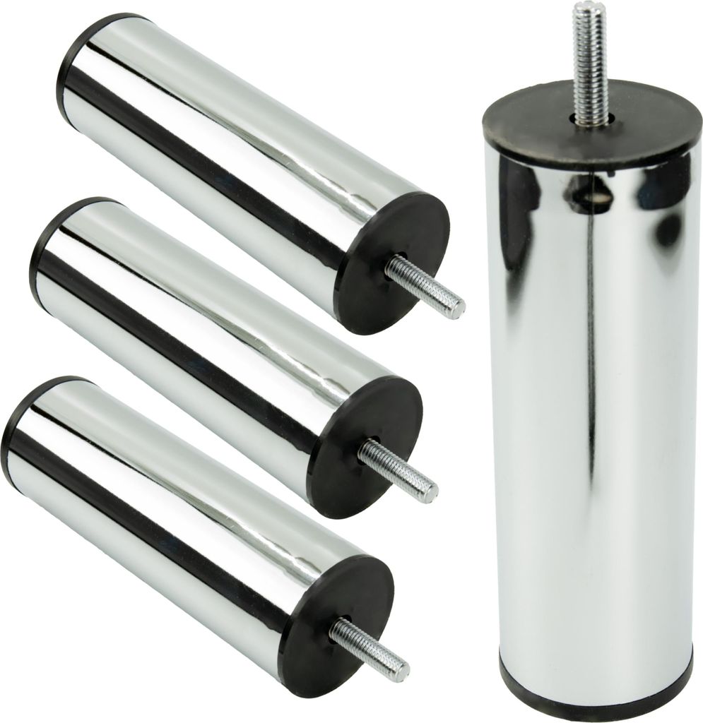 lot de 4 pieds de meuble en acier inoxydable, ronds, Image du produit 