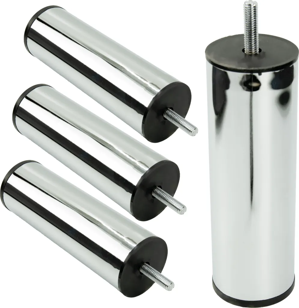 Pieds de Meuble Chromés Brillants 15 cm en Inox au Design Élégant Pur