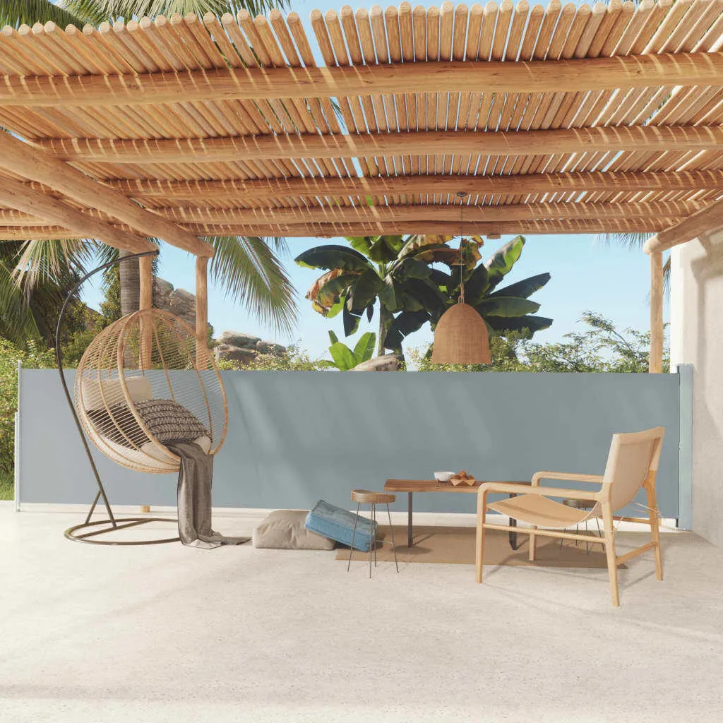 Paravent rétractable extérieur gris 117x600 cm double store de terrasse
