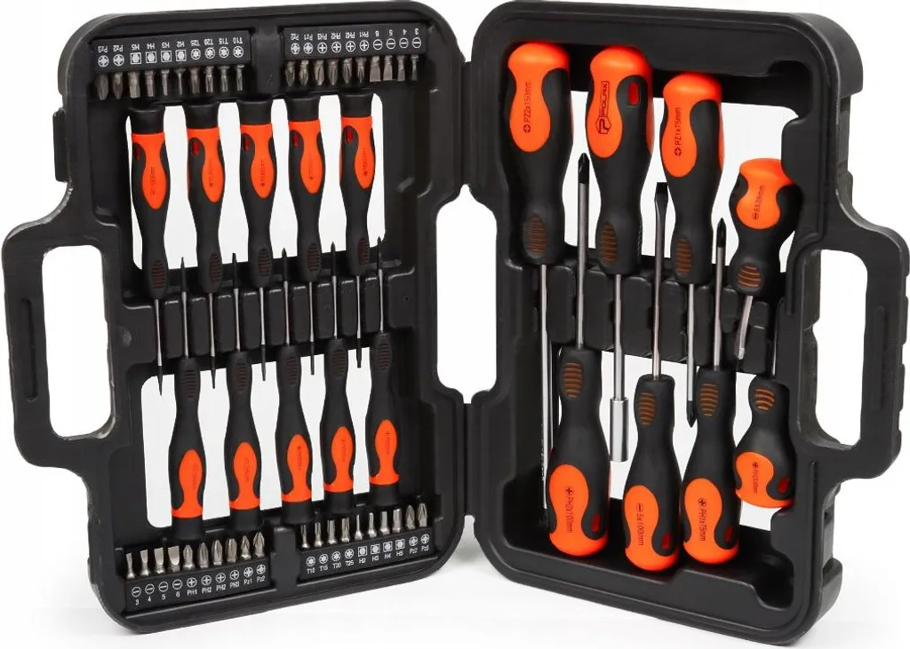 Jeu de tournevis et embouts Polax 58 pièces en acier CR-V avec coffret