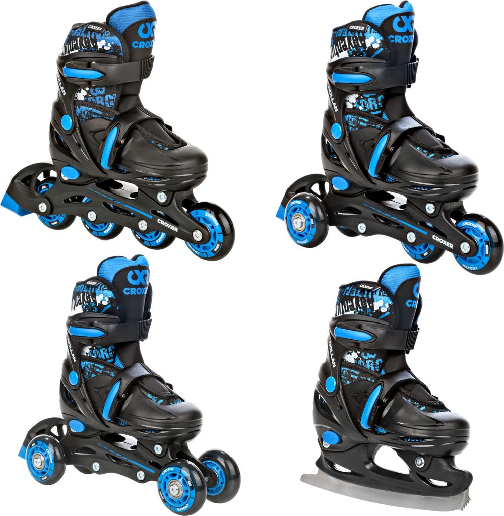4in1 Inlineskates/Triskates/Rollschuhe/Schlittschuhe Croxer Nollan 30-33 verstellbar