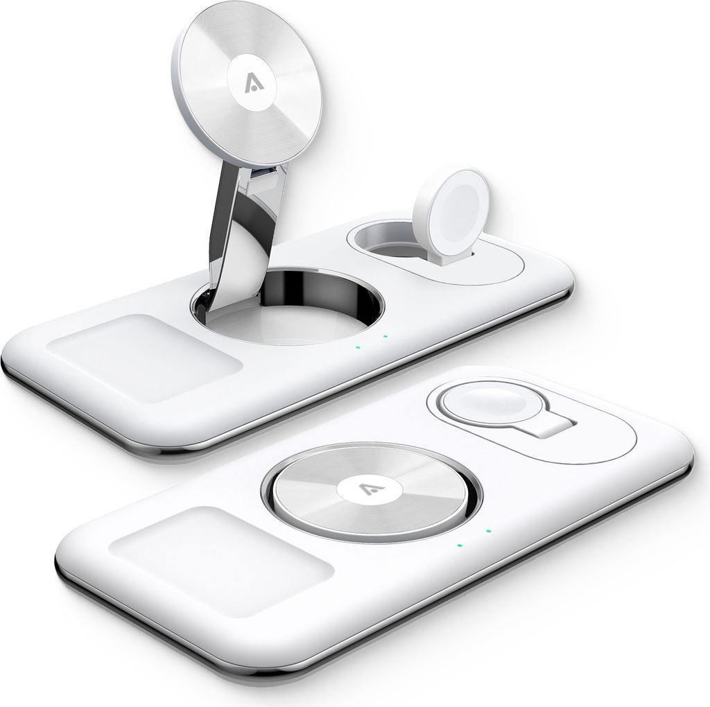 alkaya. 3 in 1 Wireless Ladestation, Ladegerät, Kompatibel mit MagSafe und iPhone, Apple Watch, Samsung, - weiß