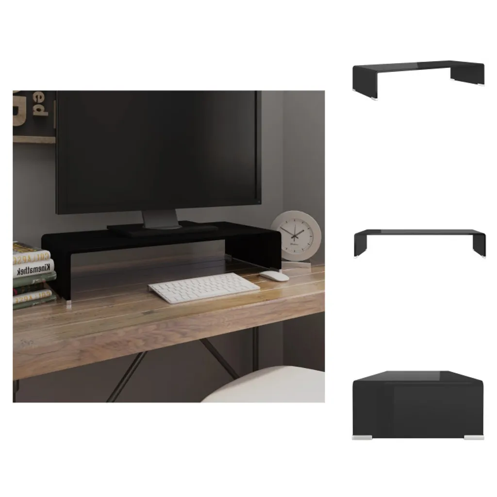 Rialzo Monitor Vetro Nero 70x30x13 cm vidaXL | Supporto TV Ergonomico