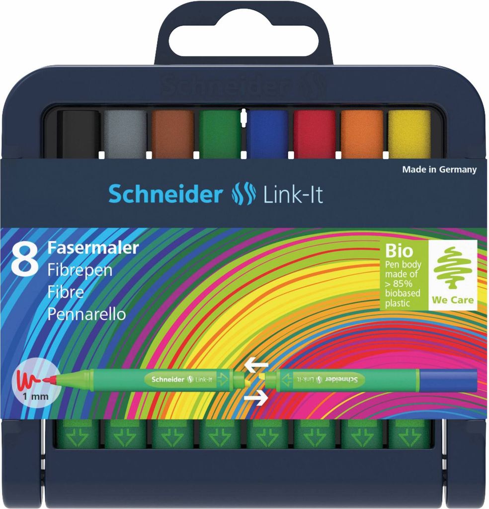 Schneider 50-192098 Stylo fibre Link-It, 8 couleurs en étui Image du produit 