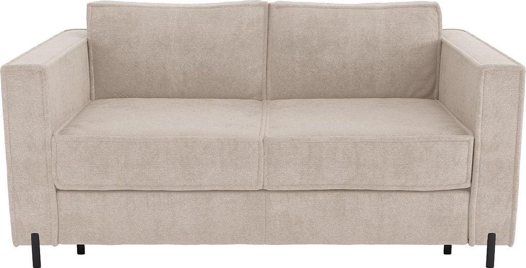 4-Sitzer-Schlafsofa express mit beigefarbenem Strukturbezug - Liegefläche 160 cm - Matratze 20 cm - ELORYA