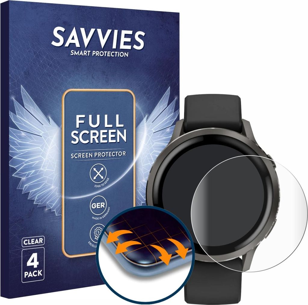 4x Savvies Fullscreen Schutzfolie für Garmin Venu 4 (41 mm) Produktbild 
