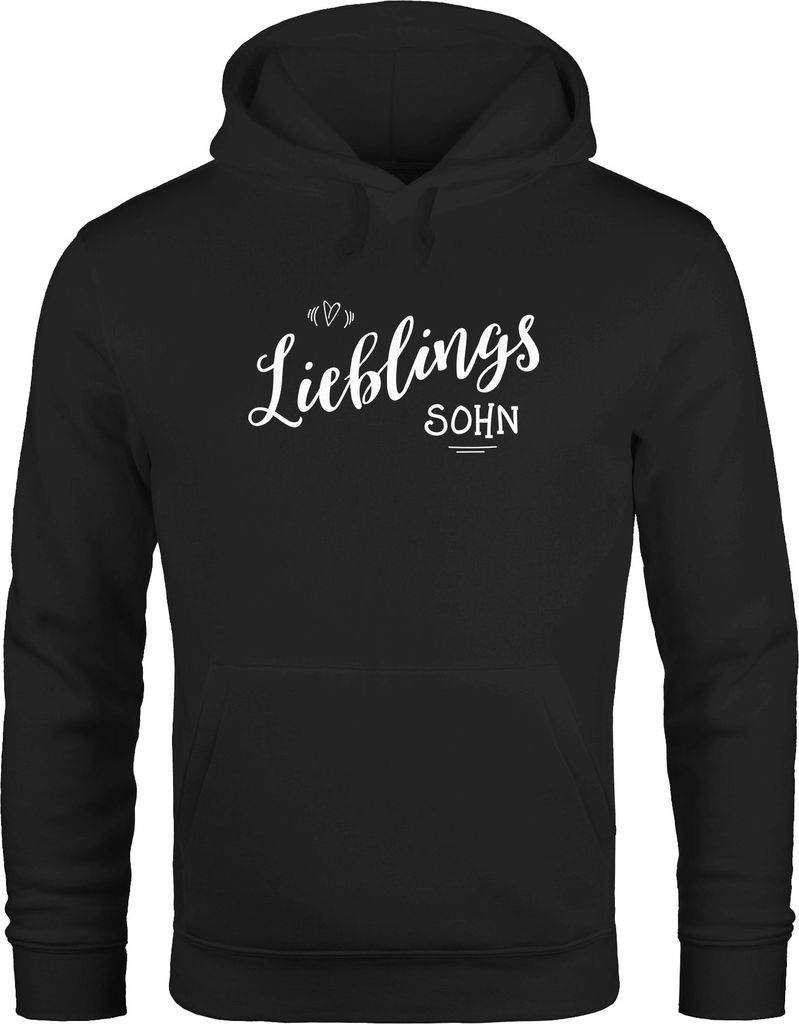 Hoodie Herren Lieblingssohn Geschenk Familie Kind Kinder Sohn Junge Kapuzen-Pullover Moonworks schwarz M