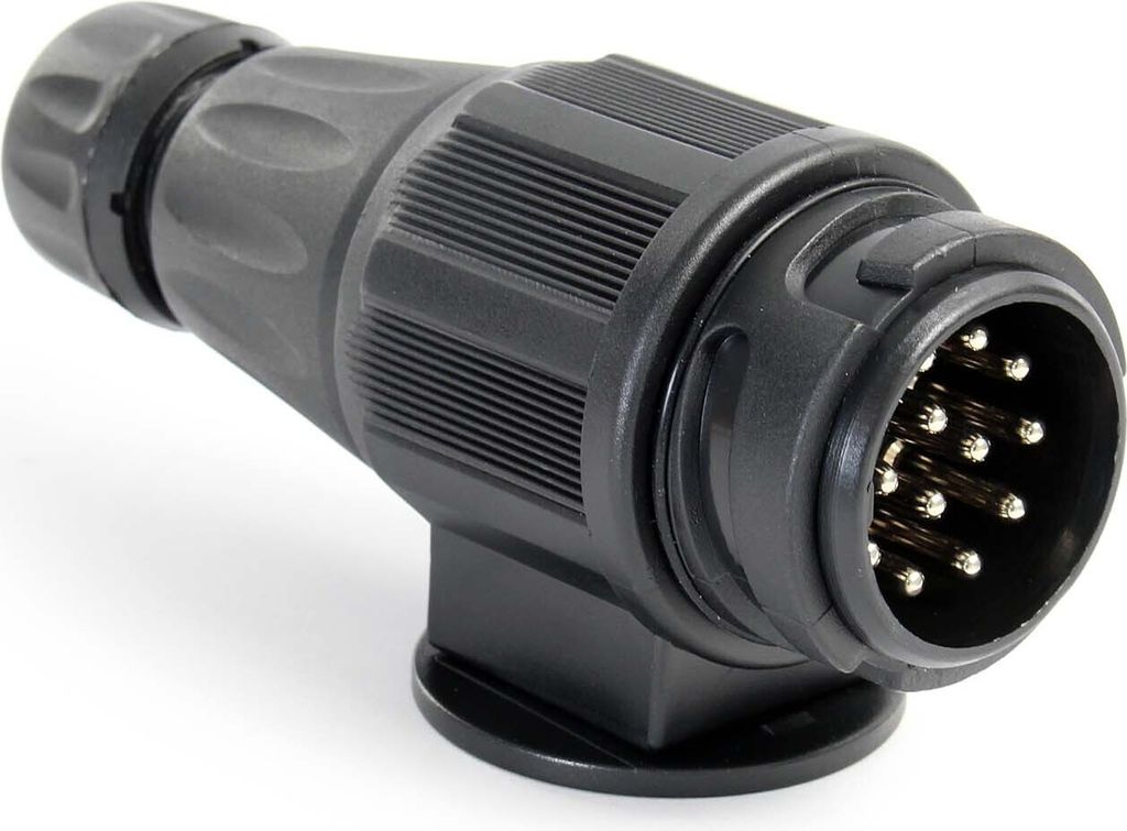 Wiltec Anhänger Stecker 13-polig 12V, Nylon Adapter für PKW Anhänger, Anhängerkupplung Steckanschluss, Anhängersteckdose