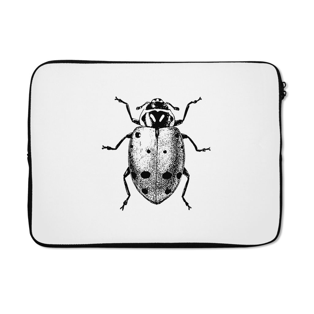 MuchoWow Laptop Hülle 14 ZollVintage - Marienkäfer - Insekten - Schwarz und weiß Laptoptasche - Laptoptasche - Stoßsicher - Schutzhaube