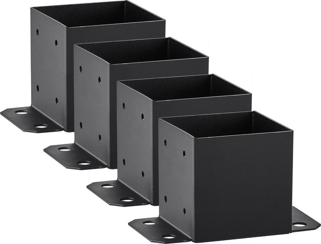 6x6 Post Base 4 Pcs, Inner Size 5.6"x5.6" Post Base Brackets, Heavy Duty Powder-Coated Post Anchor Matte Black Wood Post Brackets for Pavilion Deck...