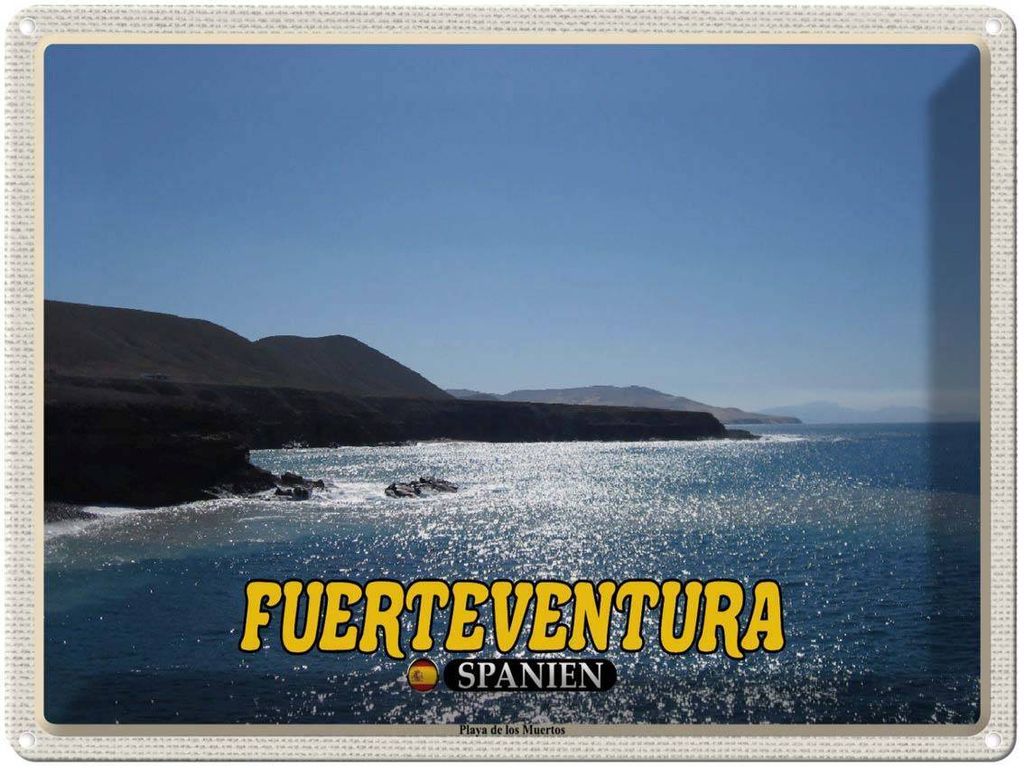vianmo Blechschild 30x40 cm Fuerteventura Spanien Playa de los Muertos Bildmotiv Reisemotiv Abenteuer Reisen