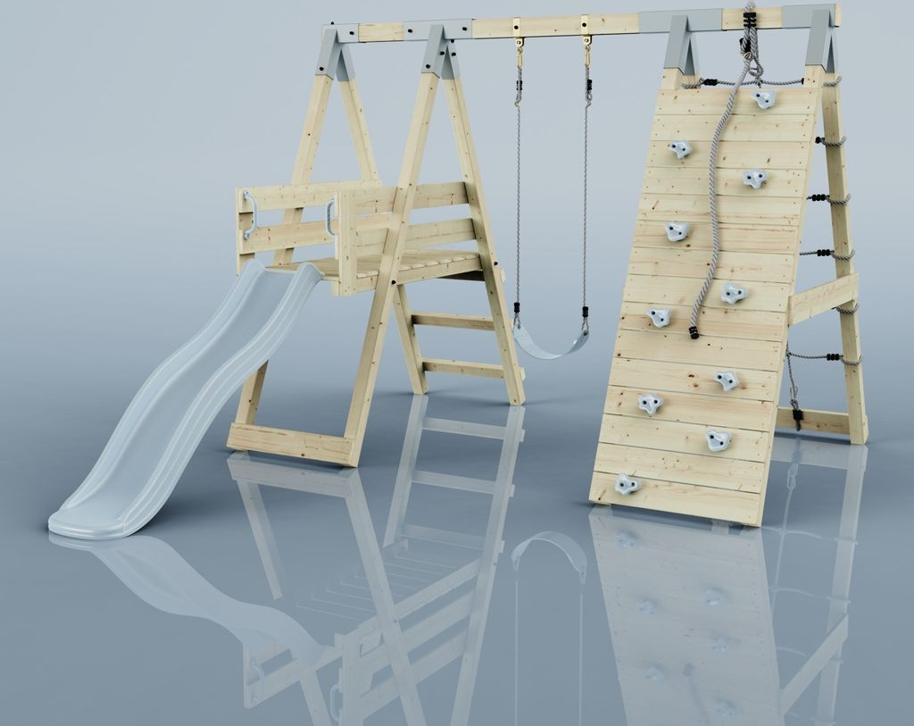 OutdoorToys Klettergerüst Pinguin aus Holz in Blau Eisblau