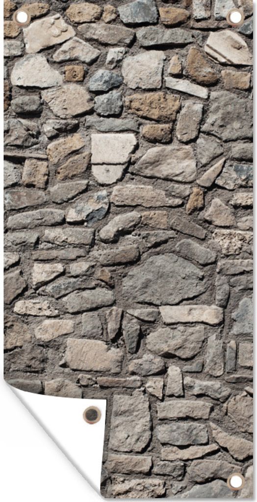 MuchoWow 80x160 cm Outdoor-Poster Gartendeko Sichtschutz Garten Poster für den Garten Felsbrocken - Alt - Mauer