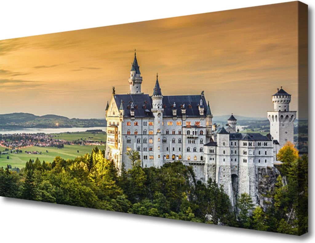 Tulup Leinwand-Bilder 100x50 Wandbild Canvas Kunstdruck Schloss Landschaft