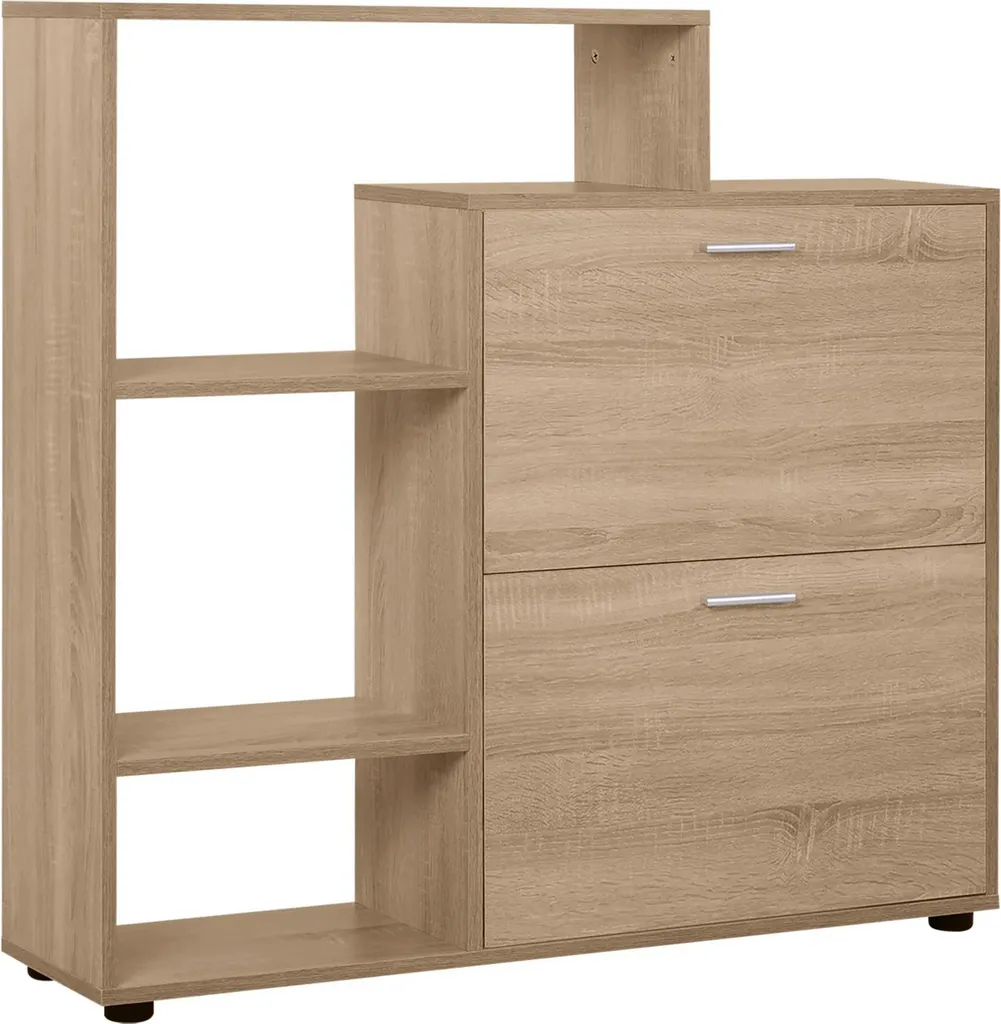 Meuble à chaussures moderne en bois naturel 2 tiroirs pour entrée étroite
