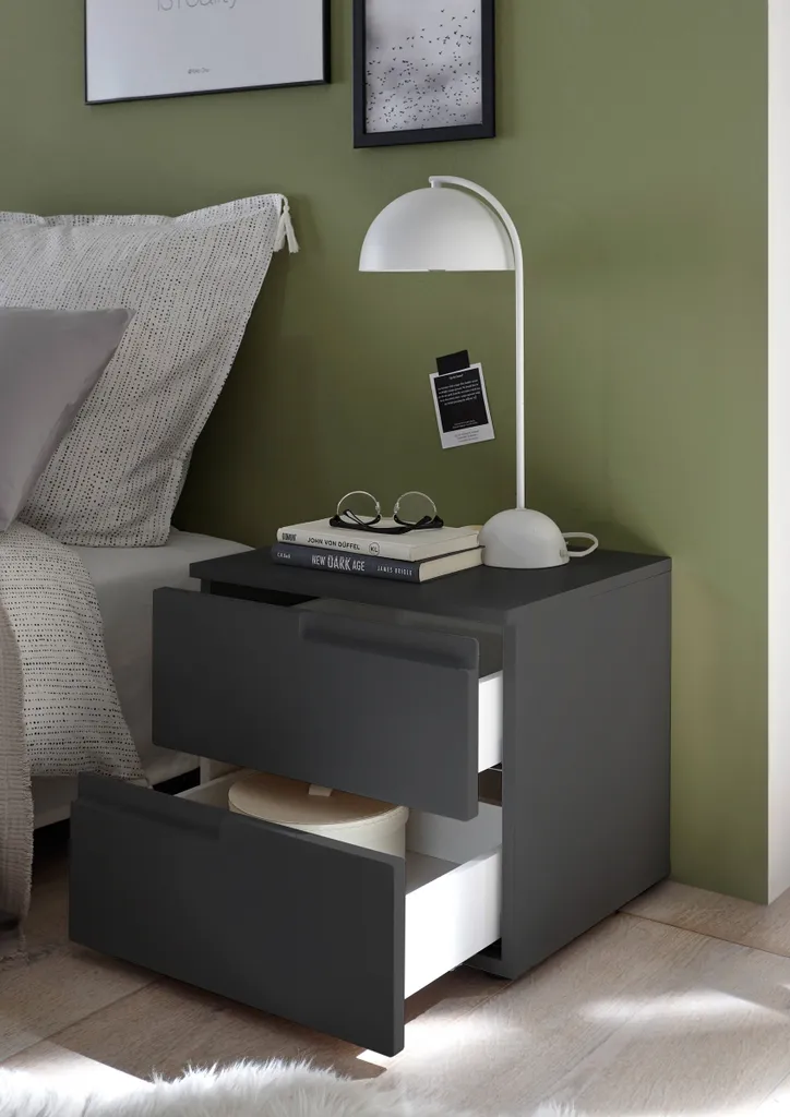 Table de Chevet Gain de Place Spice Graphite - Rangement de Nuit Compact