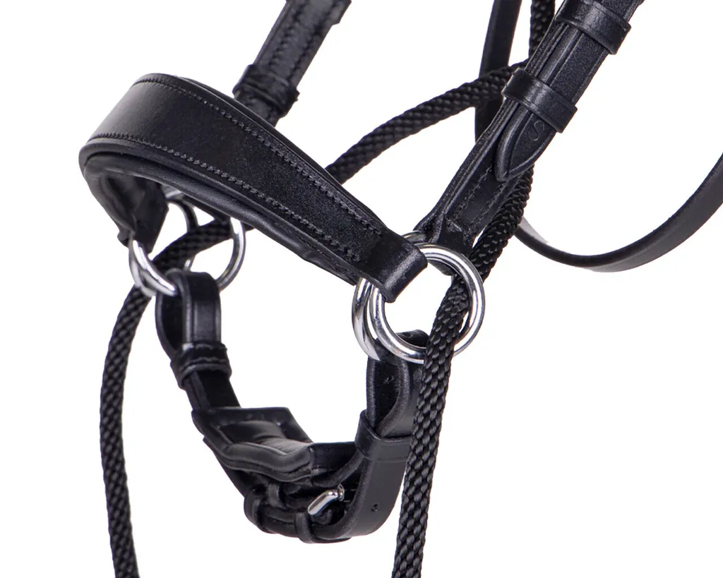 Bridon sans mors Thunderbolt Noir Mini Shet : solution anti-douleur