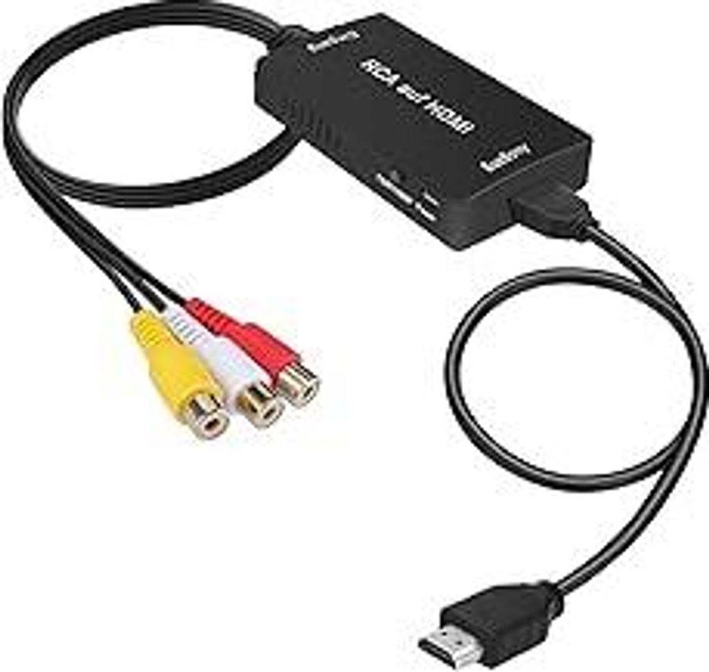 RCA auf HDMI Konverter, 1080P Composite CVBS AV zu HDMI Video Audio Konverter Adapter mit HDMI-Kabel für PS2/Xbox/SNES/ N64/ VHS/VCR Videorecorder...