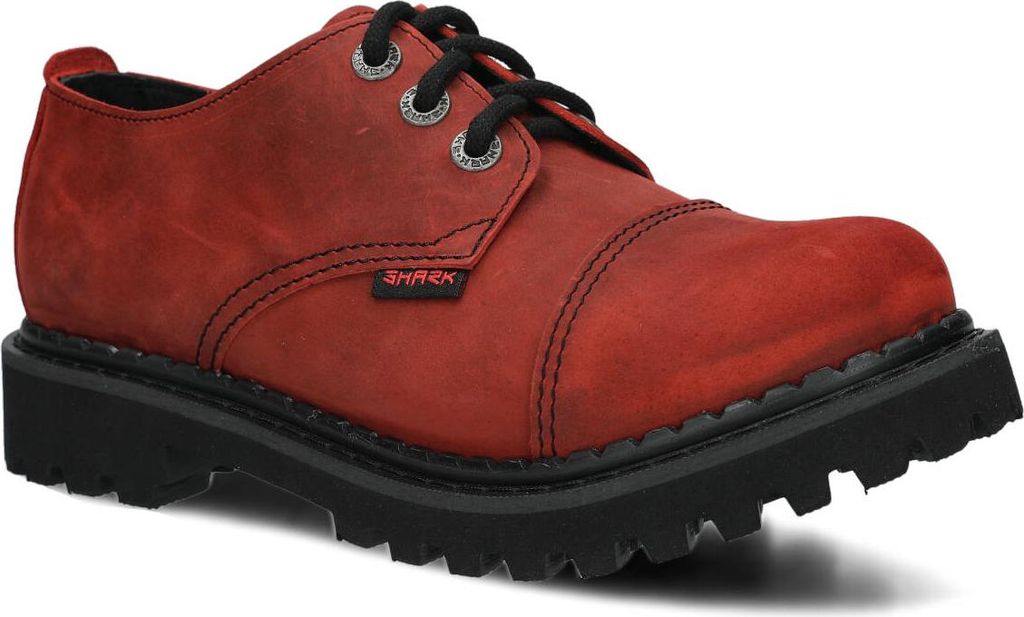 NAGABA Stiefel Damen Herren Springerstiefel 3-Loch - Leder - Rot - 41