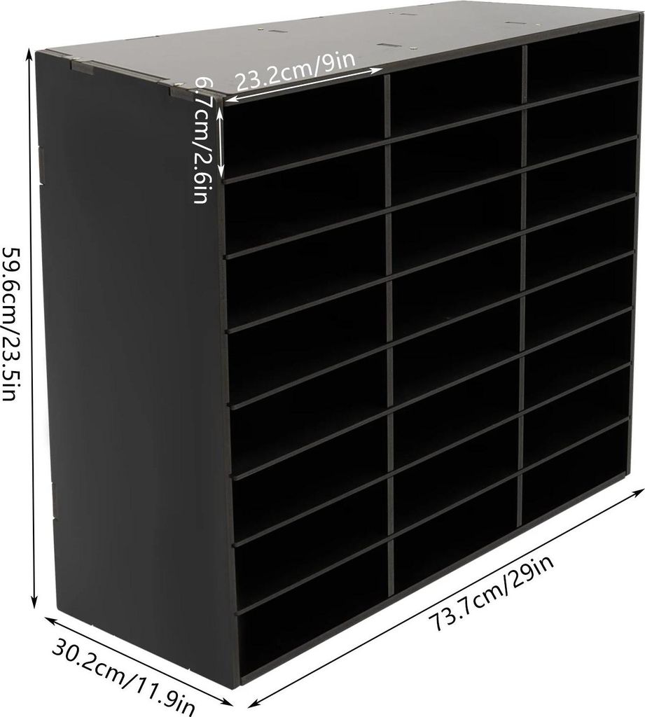 Postsortierer - Postfachregal fürs Büro - 24 Fächer - A4 Dokumente & Zeitschriften - PVC + Filz - Rahmen 10 mm, Trennwände 5 mm - Rechteckig - ...