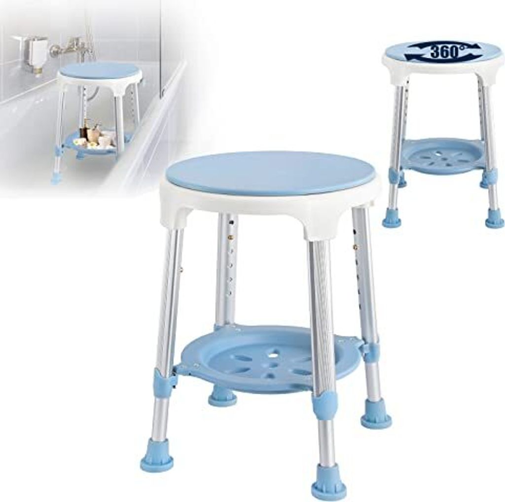 NAIZY Duschhocker Duschstuhl Duschsitz Badezimmerhocker Duschhilfe Badsitz Badhocker für die Dusche 360° Drehbar, Höhenverstellbar, Maximale Tra...