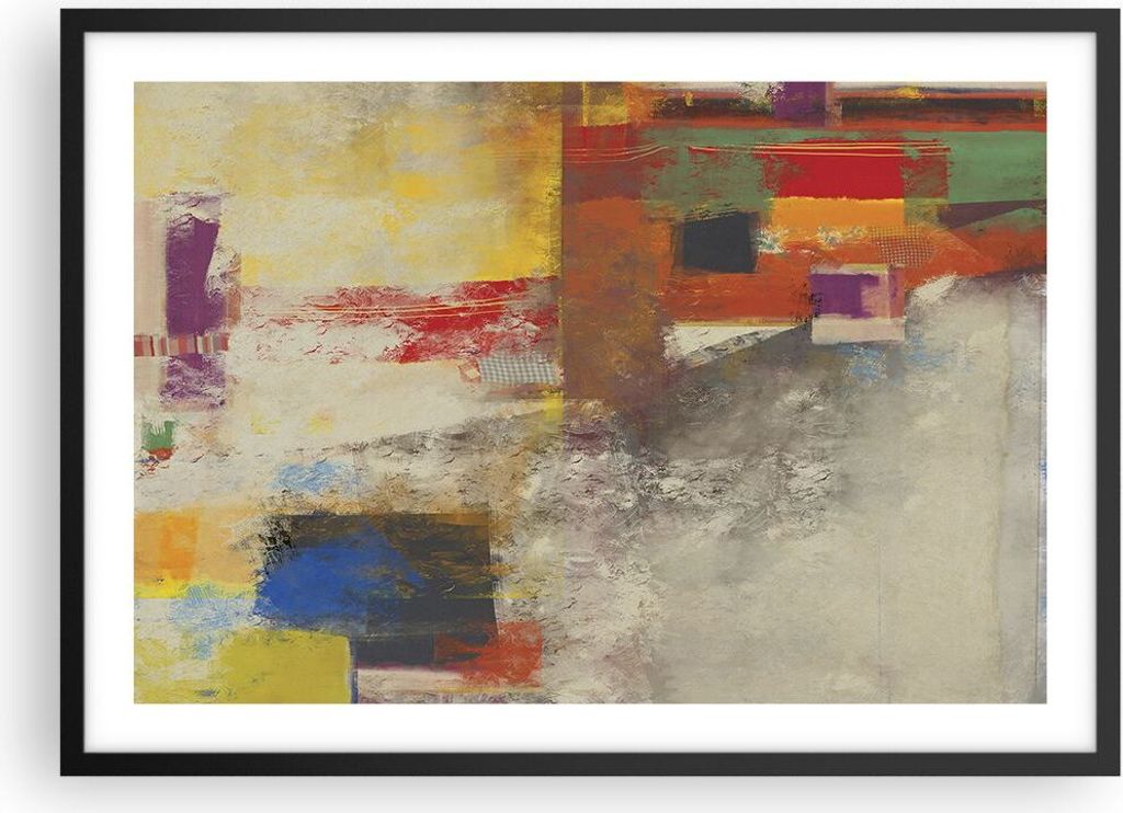 Gerahmtes Poster - Schwarzer Rahmen - Abstraktion die Farben modern - 70x50 cm - Wand Bild - Wanddeko - Wandbilder - Wandposter - Bilderrahmen - Bi...