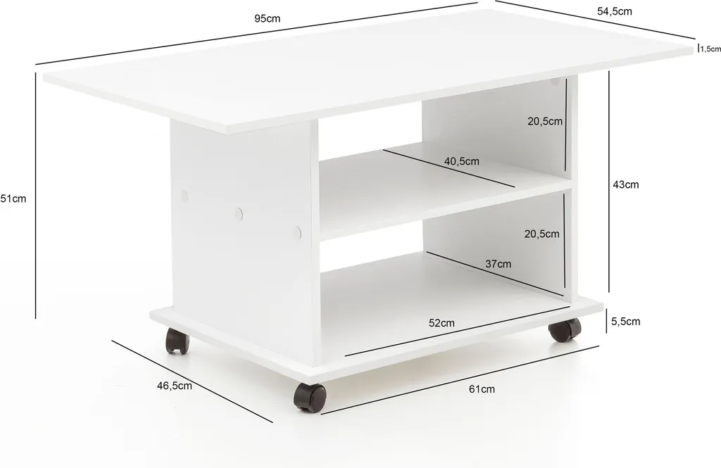 Table basse WL5.738 blanche à plateau rotatif 95cm finition laquée - 4